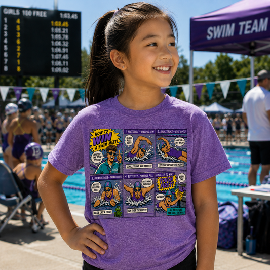 How to Win a Swim Meet Comic Youth T-Shirt | Four Strokes Swim Tee