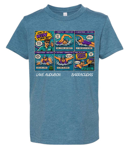 How to Win a Swim Meet Comic T-Shirt  for Adults | Four Strokes Swim Tee