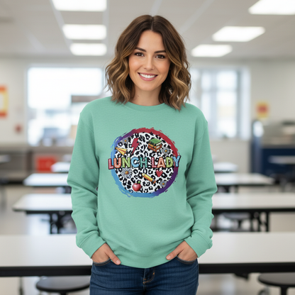 Lunch LadySweatshirt |Cute Leopard Print Cafeteria Staff Crewneck | School Food Service Gift