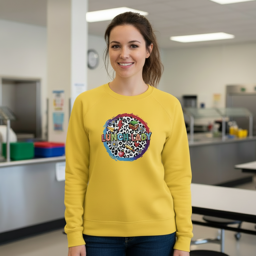 Lunch LadySweatshirt |Cute Leopard Print Cafeteria Staff Crewneck | School Food Service Gift
