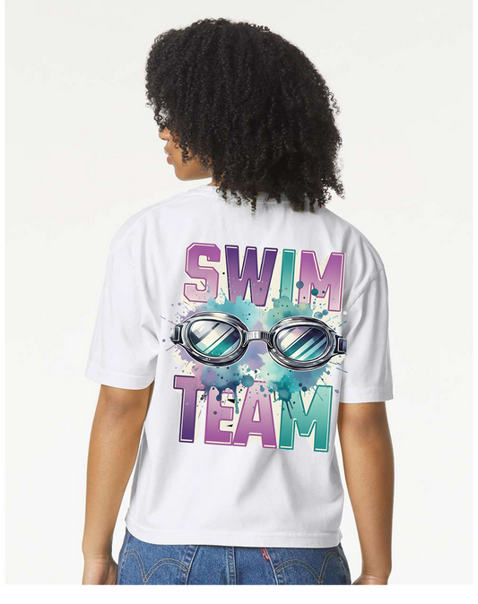 Barracudas Swim Team Adult Comfort Colors® Boxy T-Shirt | Relaxed Vintage Swim Team Graphic Tee