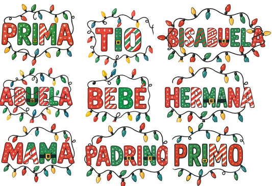 Christmas "FAMILA" Sweatshirt | Matching family sweatshirts En Español | Familia Sweatshirts | Abuela Sweatshirt for Christmas  - COLOR BONE